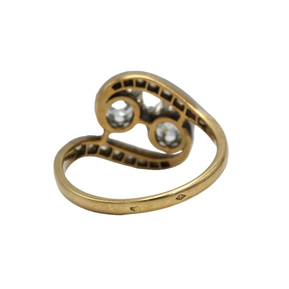 Bague Toi & Moi en or jaune, platine et diamants - Castafiore