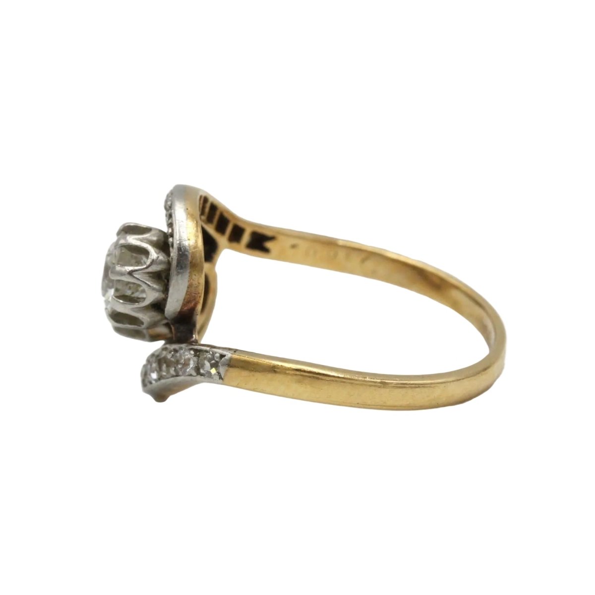 Bague Toi & Moi en or jaune, platine et diamants - Castafiore