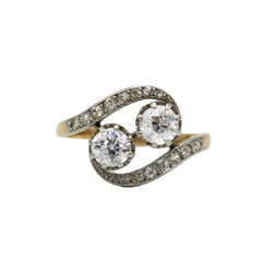 Bague Toi & Moi en or jaune, platine et diamants - Castafiore