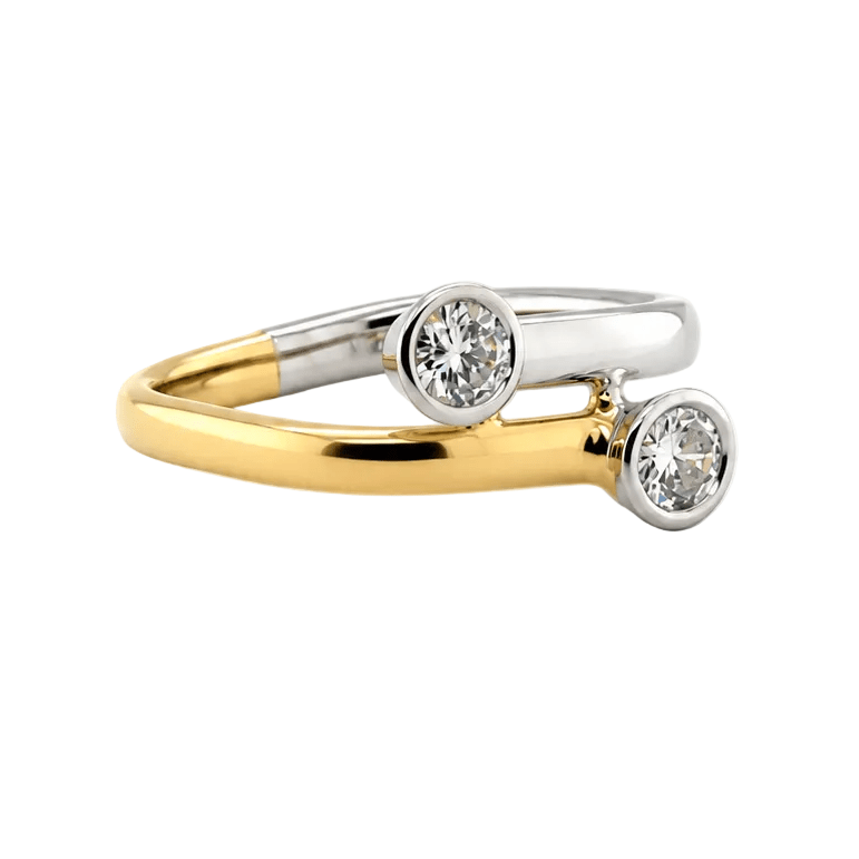Bague Toi & Moi en or jaune, platine et diamants - Castafiore