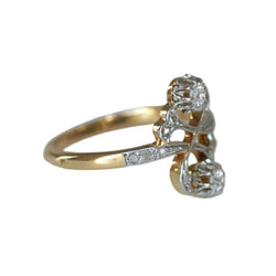 Bague Toi & Moi en or jaune, platine et diamants - Castafiore