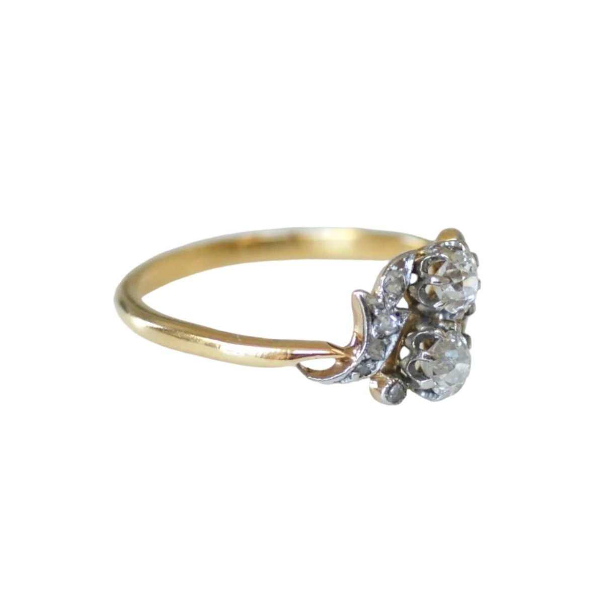 Bague Toi & Moi en or jaune, platine et diamants - Castafiore