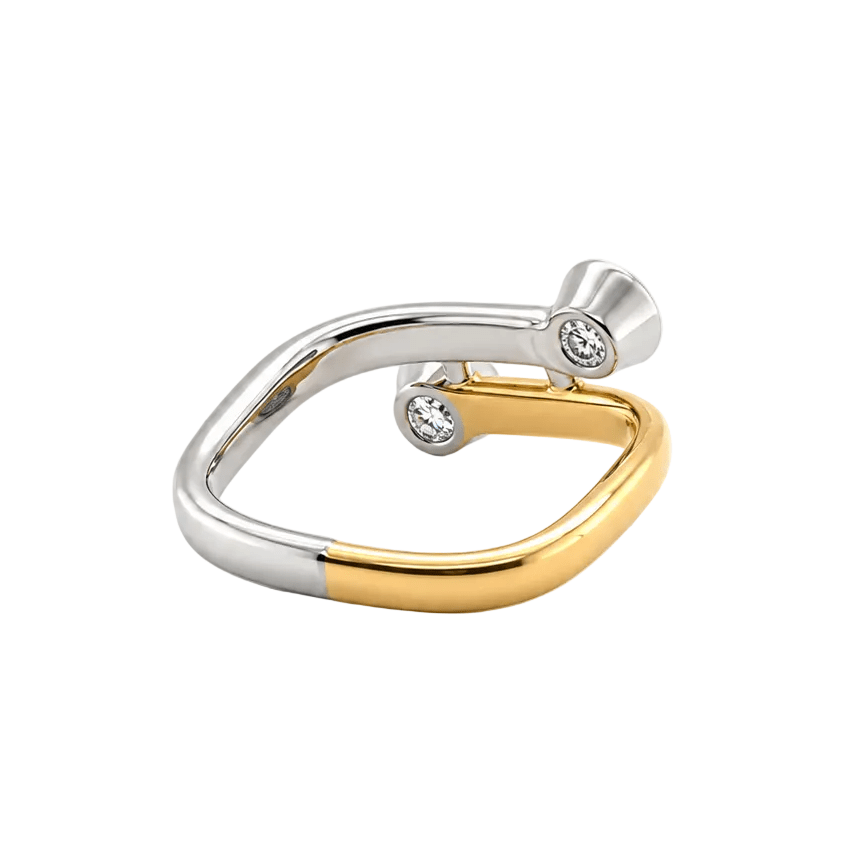 Bague Toi & Moi en or jaune, platine et diamants - Castafiore