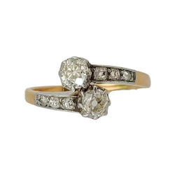 Bague Toi & Moi en or jaune, platine et diamants - Castafiore