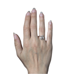 Bague Toi & Moi en or jaune, platine, perle et diamants - Castafiore