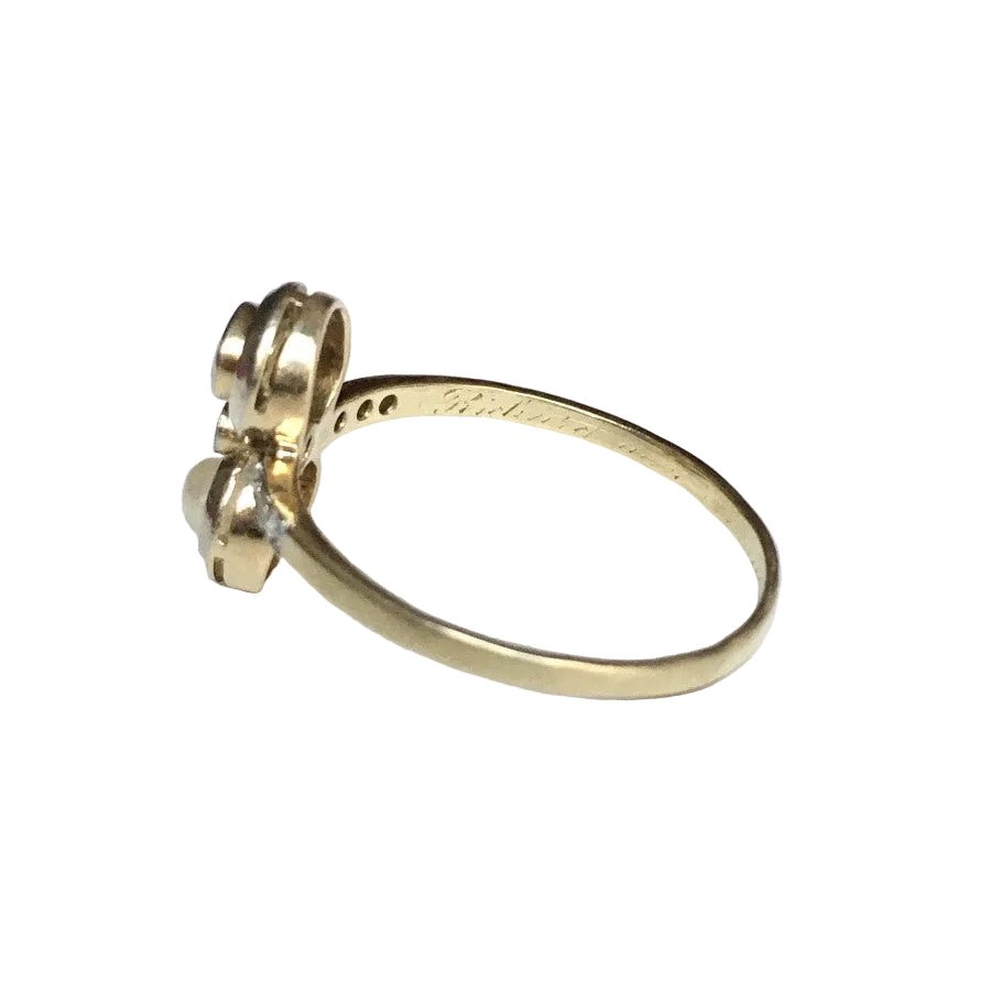 Bague Toi & Moi en or jaune, platine, perle et diamants - Castafiore