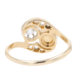 Bague Toi & Moi en or jaune, platine, perle et diamants - Castafiore