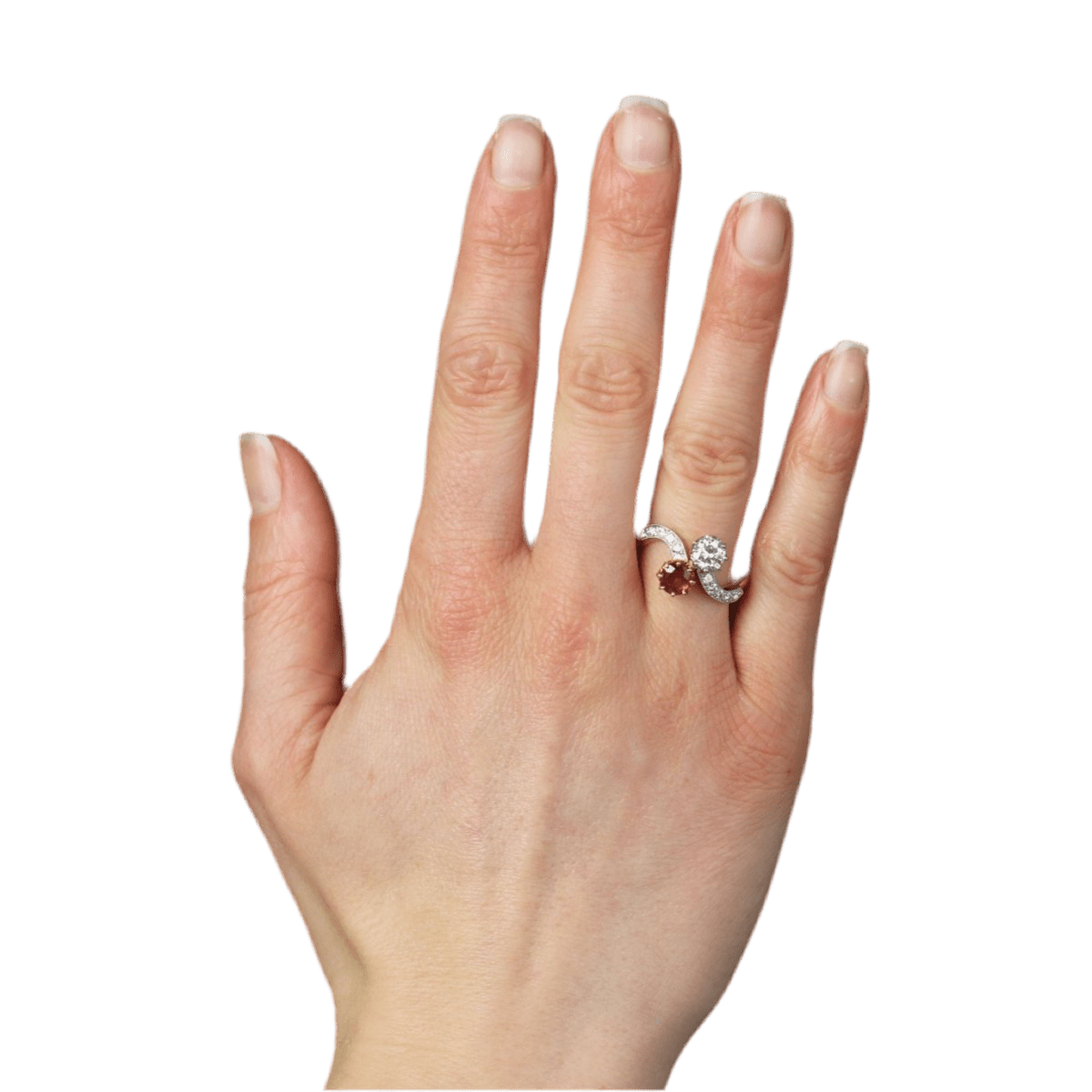 Bague Toi & Moi en or jaune, platine, rubis et diamants - Castafiore