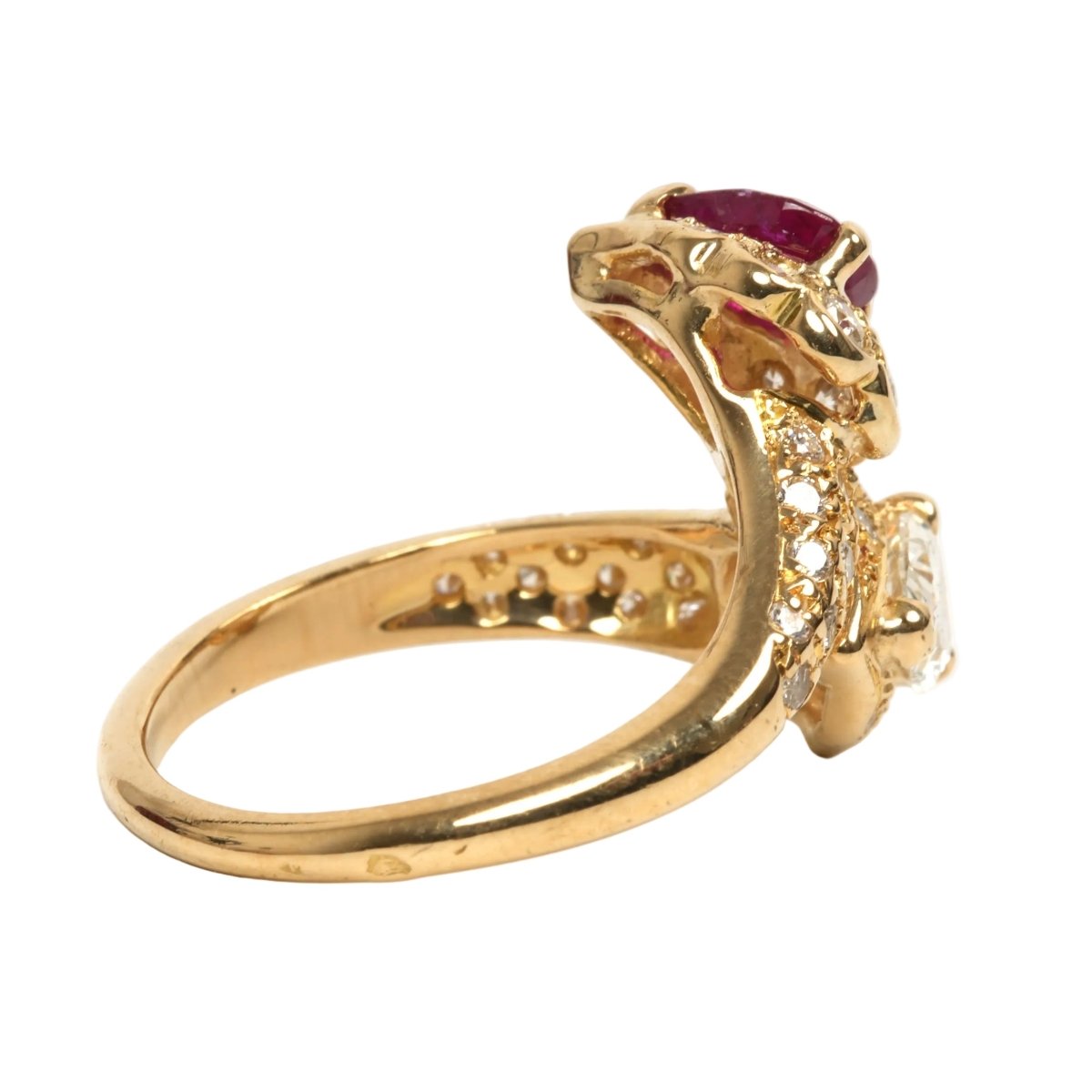 Bague Toi & Moi en or jaune, rubis et diamants - Castafiore