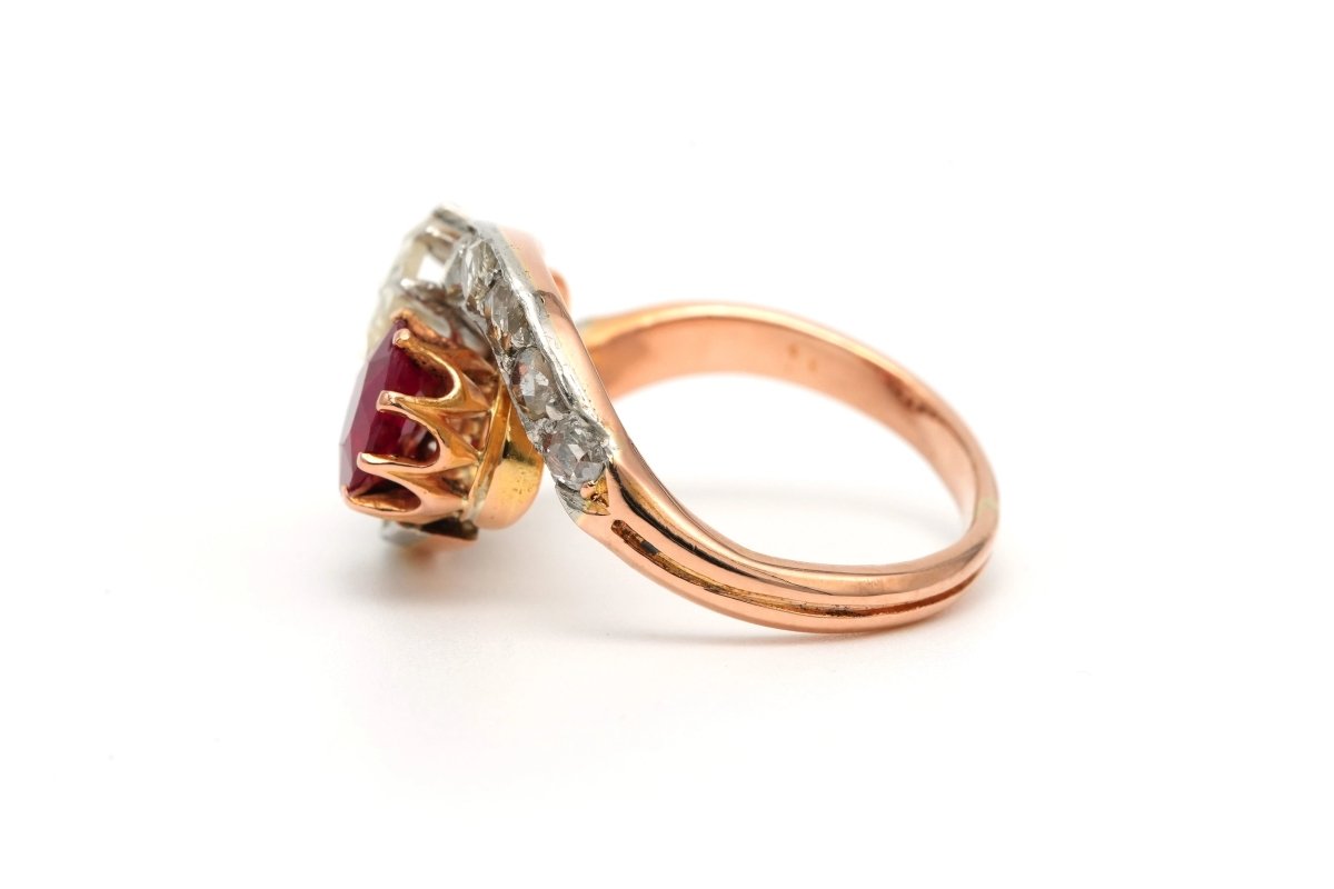 Bague Toi & Moi en or jaune, rubis et diamants - Castafiore