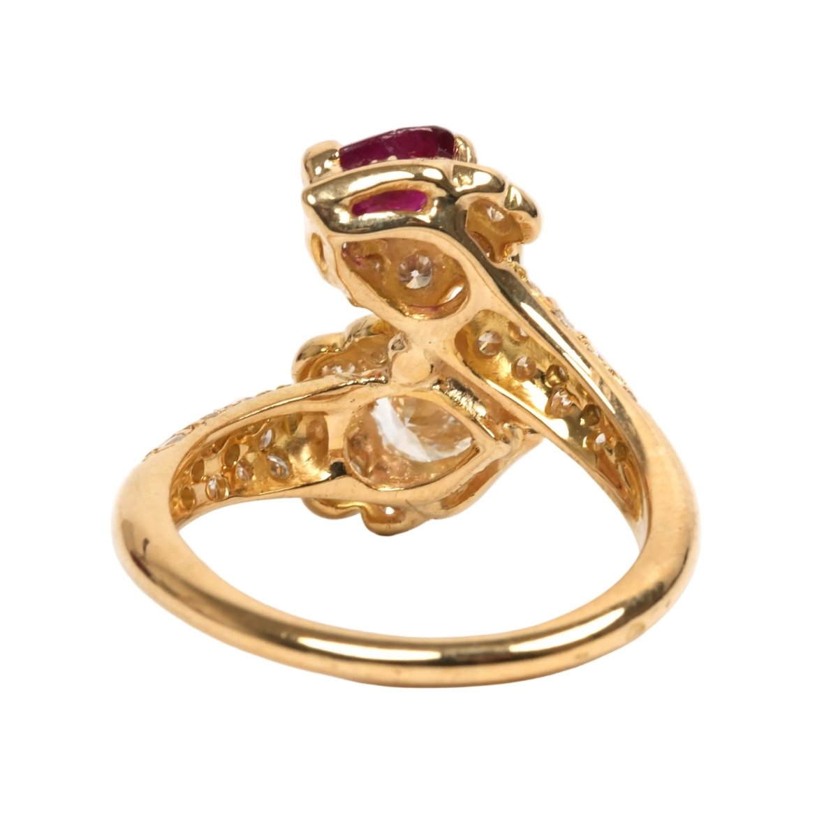 Bague Toi & Moi en or jaune, rubis et diamants - Castafiore