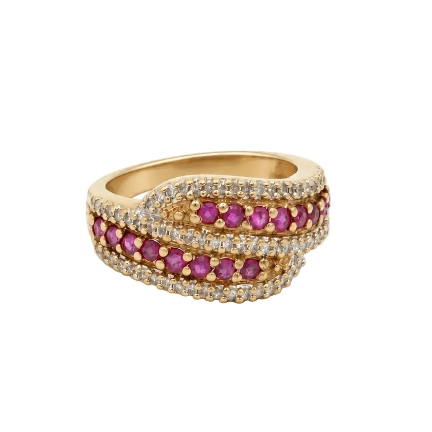 Bague Toi & Moi en or jaune, rubis et diamants - Castafiore