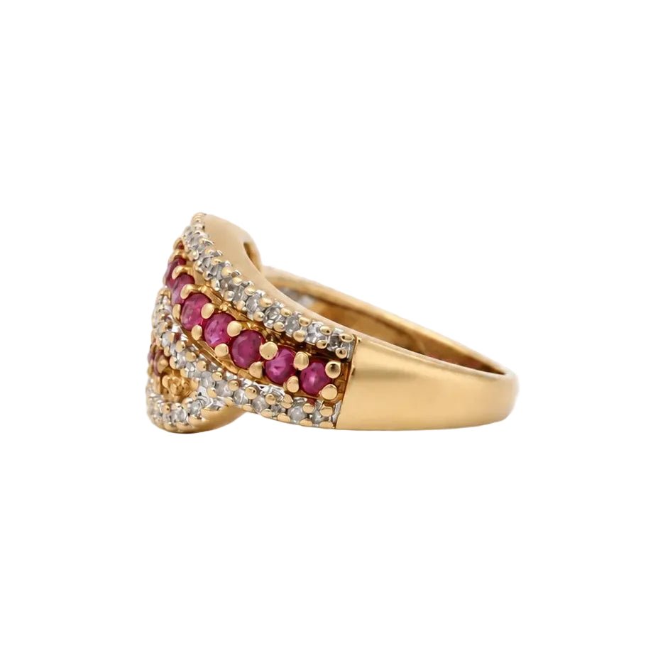 Bague Toi & Moi en or jaune, rubis et diamants - Castafiore