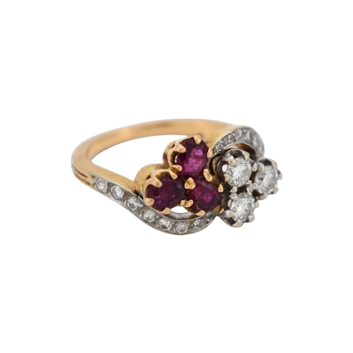 Bague Toi & Moi en or jaune, rubis et diamants - Castafiore