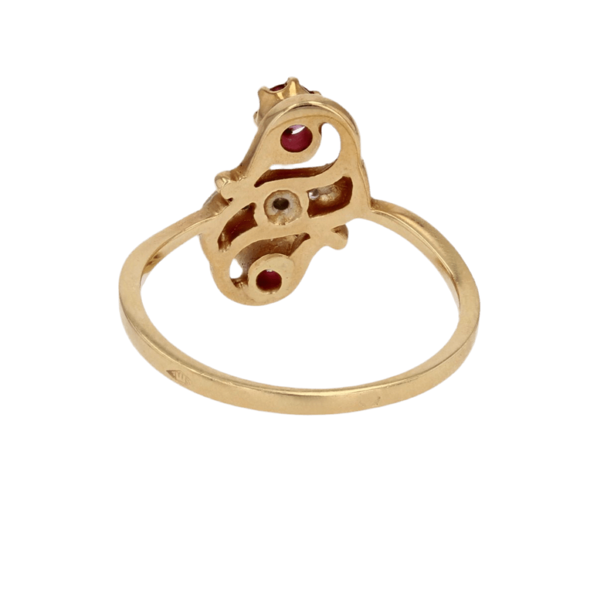 Bague Toi & Moi en or jaune, rubis et diamants - Castafiore