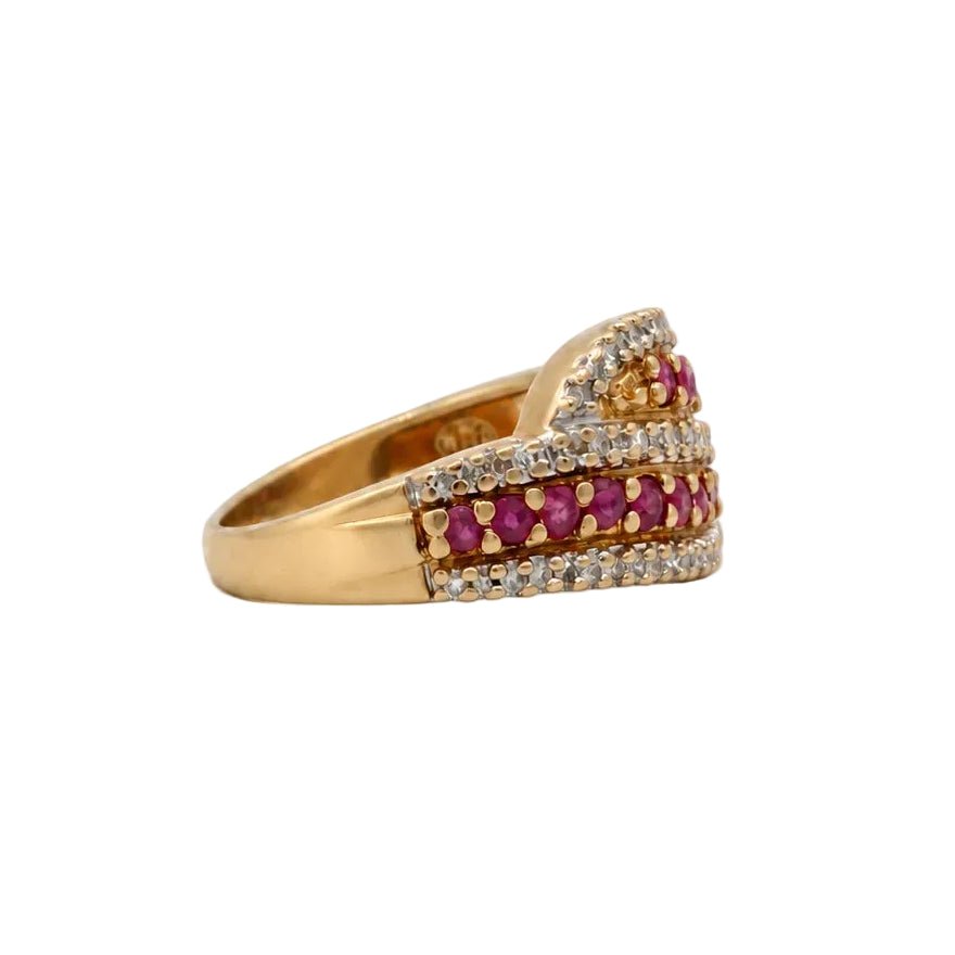Bague Toi & Moi en or jaune, rubis et diamants - Castafiore