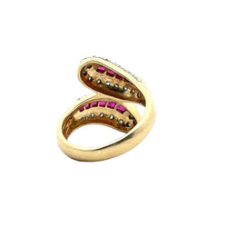 Bague Toi & Moi en or jaune, rubis et diamants - Castafiore