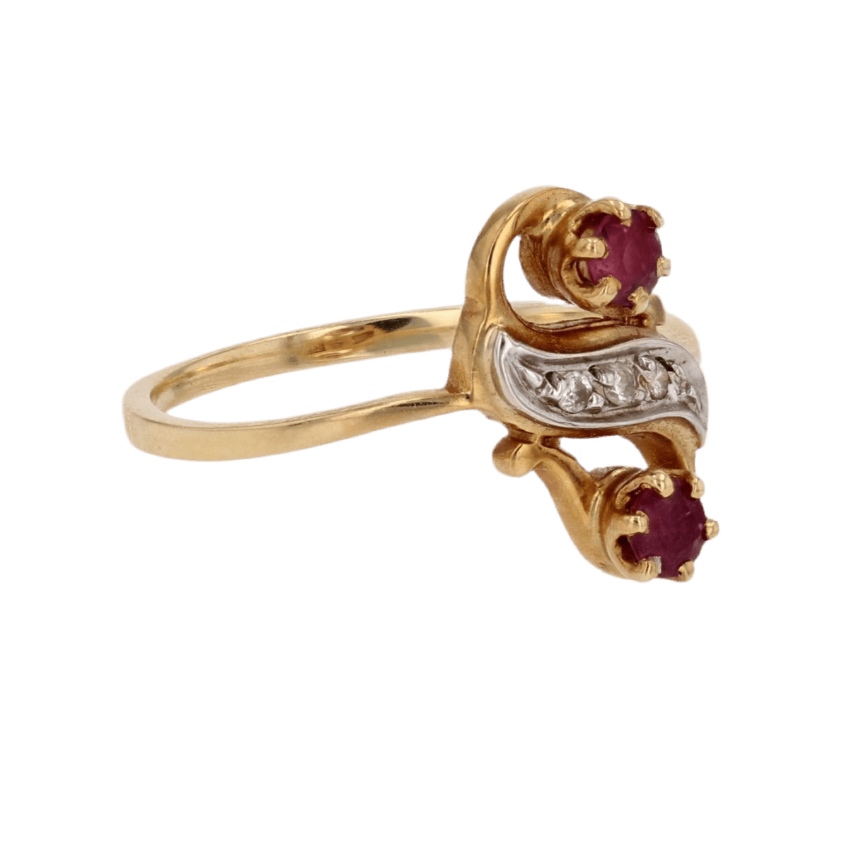 Bague Toi & Moi en or jaune, rubis et diamants - Castafiore