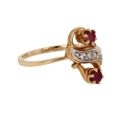 Bague Toi & Moi en or jaune, rubis et diamants - Castafiore