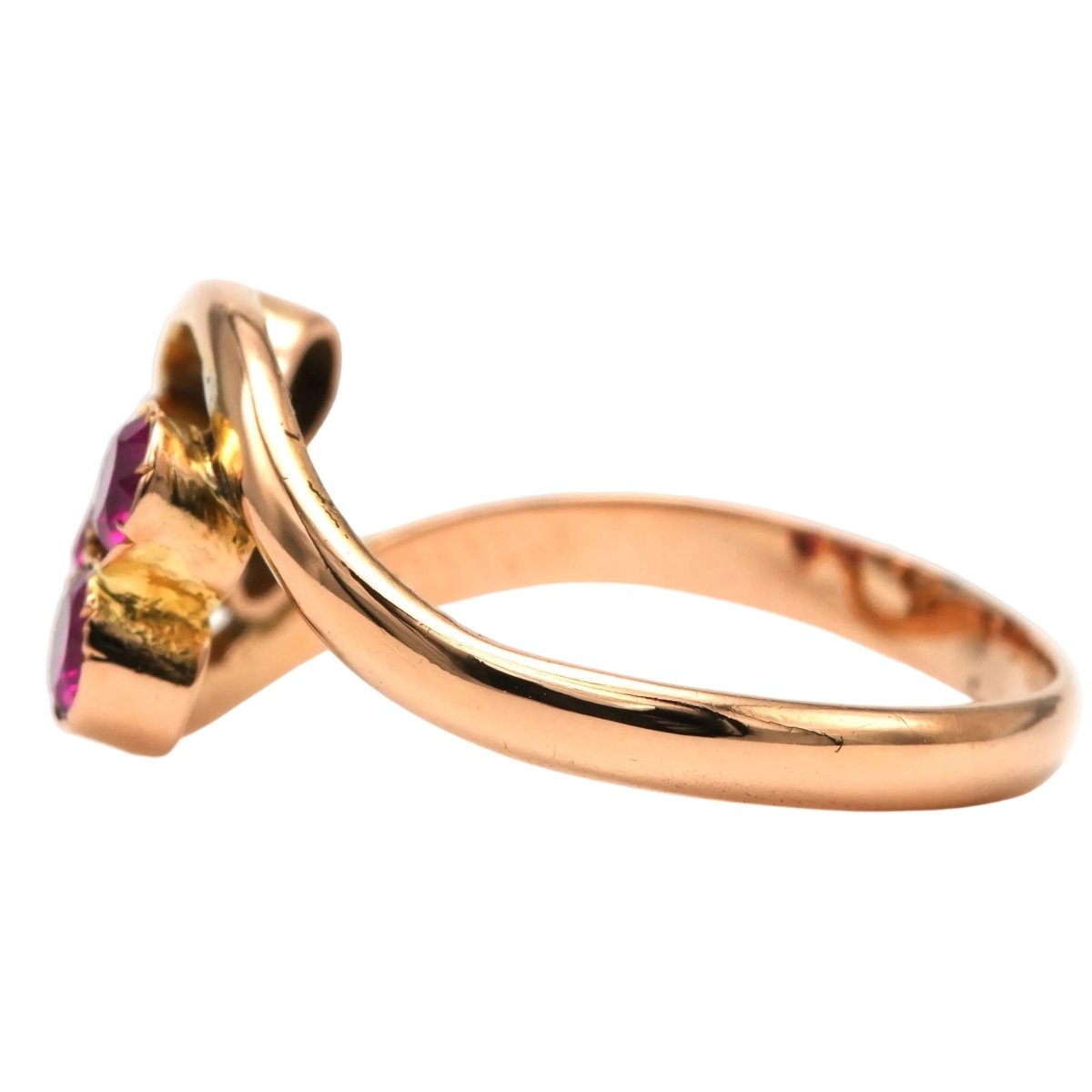 Bague Toi & Moi en or jaune, rubis et perles - Castafiore