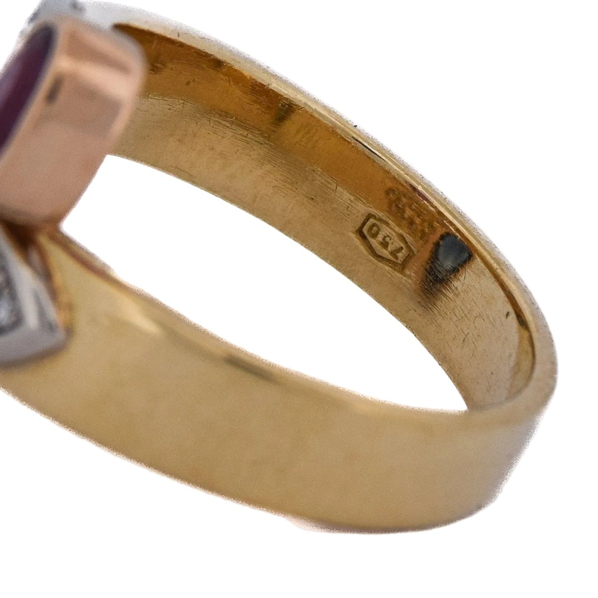 Bague Toi & Moi en or jaune, rubis, saphir et diamants - Castafiore