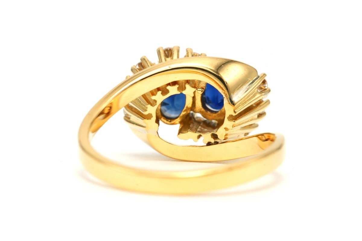 Bague Toi & Moi en or jaune, saphirs et diamants - Castafiore