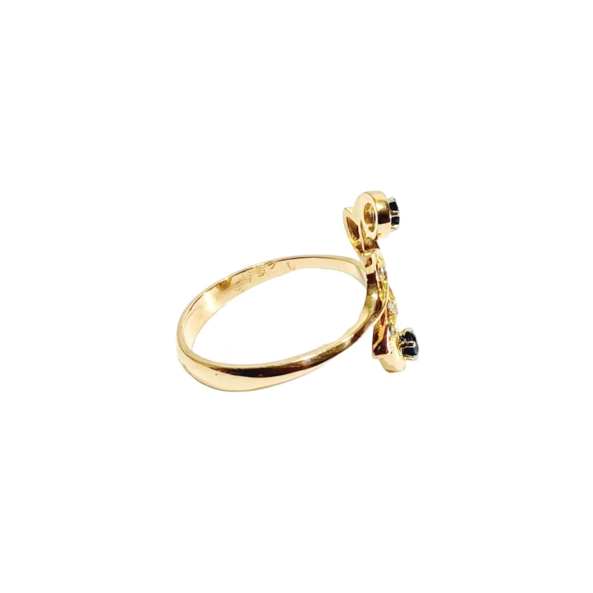 Bague Toi & Moi en or jaune, saphirs et diamants - Castafiore