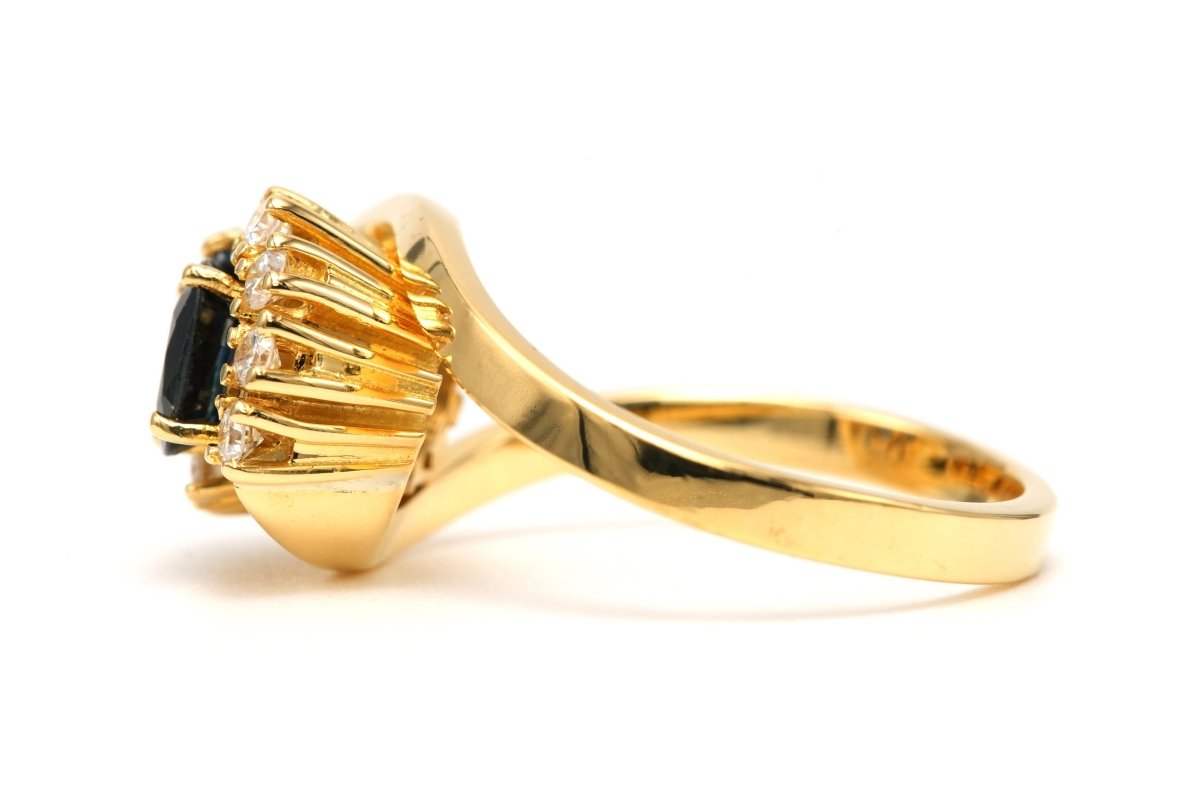 Bague Toi & Moi en or jaune, saphirs et diamants - Castafiore