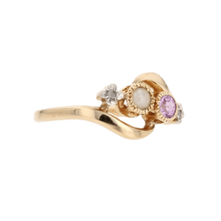 Bague Toi & Moi en or jaune, saphirs, perle et diamants - Castafiore