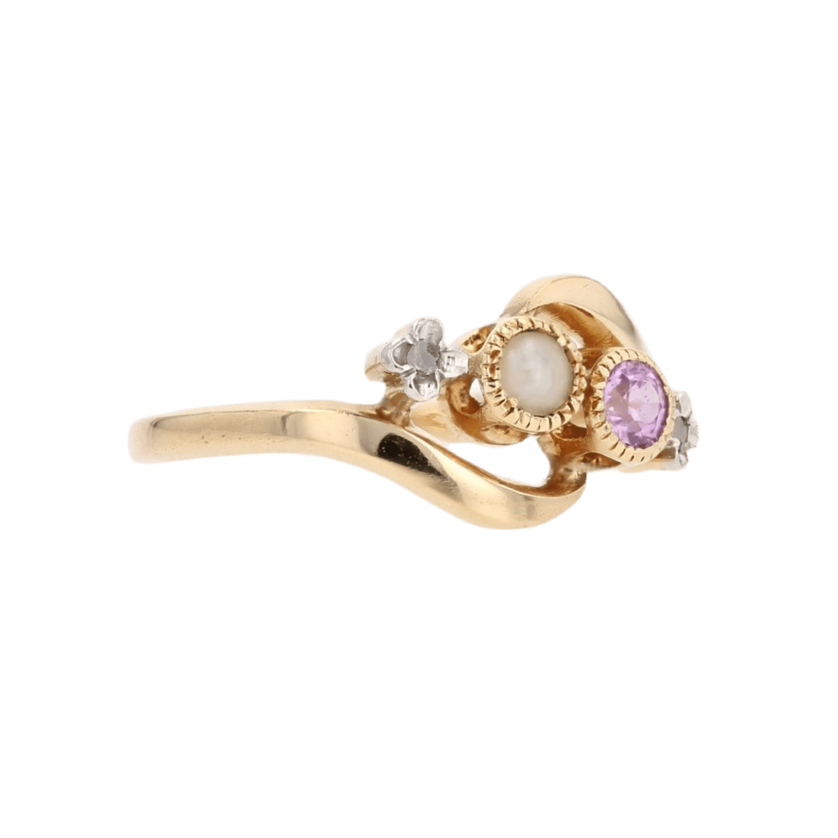 Bague Toi & Moi en or jaune, saphirs, perle et diamants - Castafiore