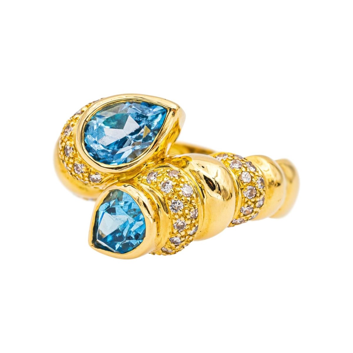 Ring You and me Yellow gold Topaz 