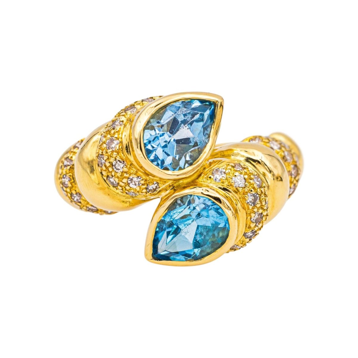 Ring You and me Yellow gold Topaz 