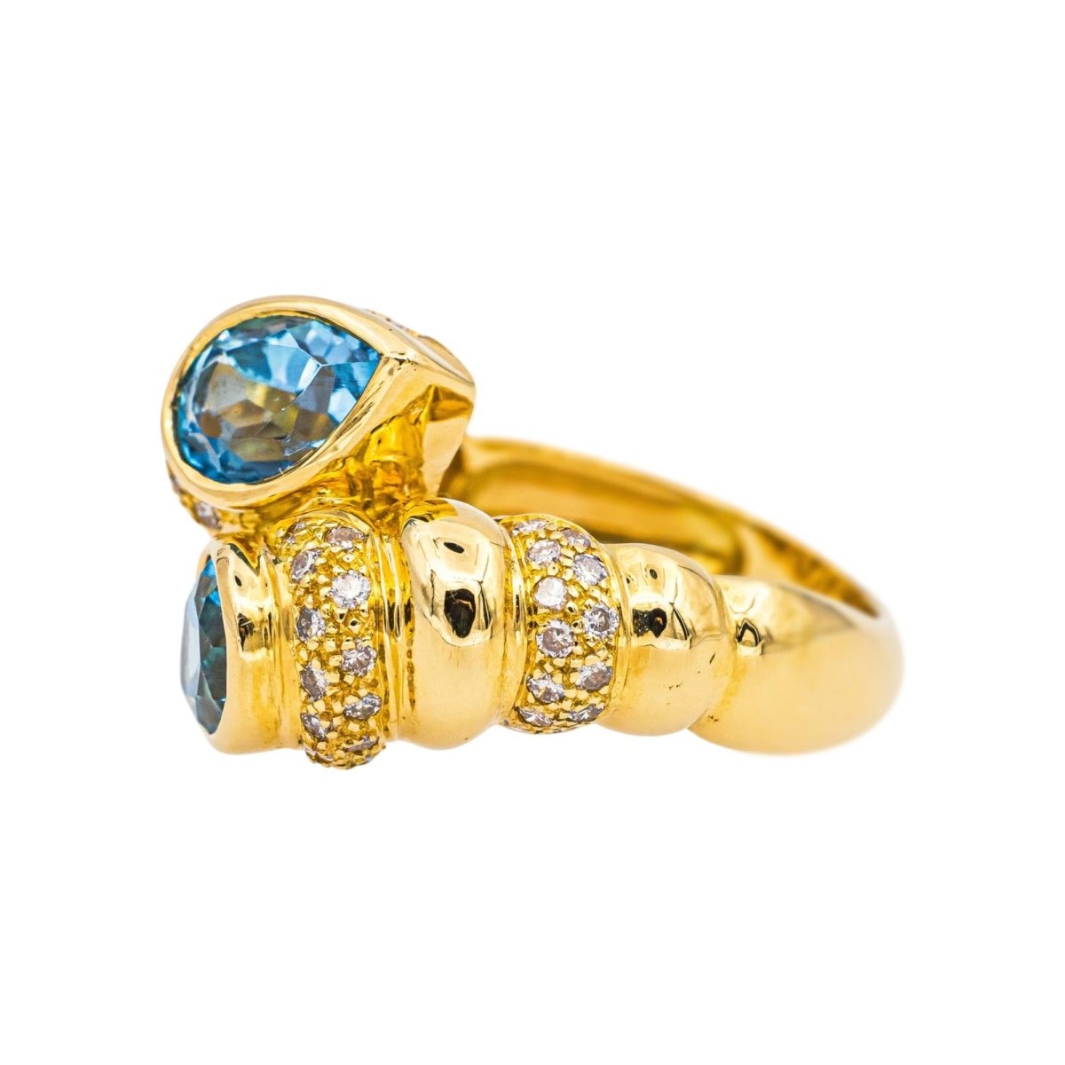 Ring You and me Yellow gold Topaz 