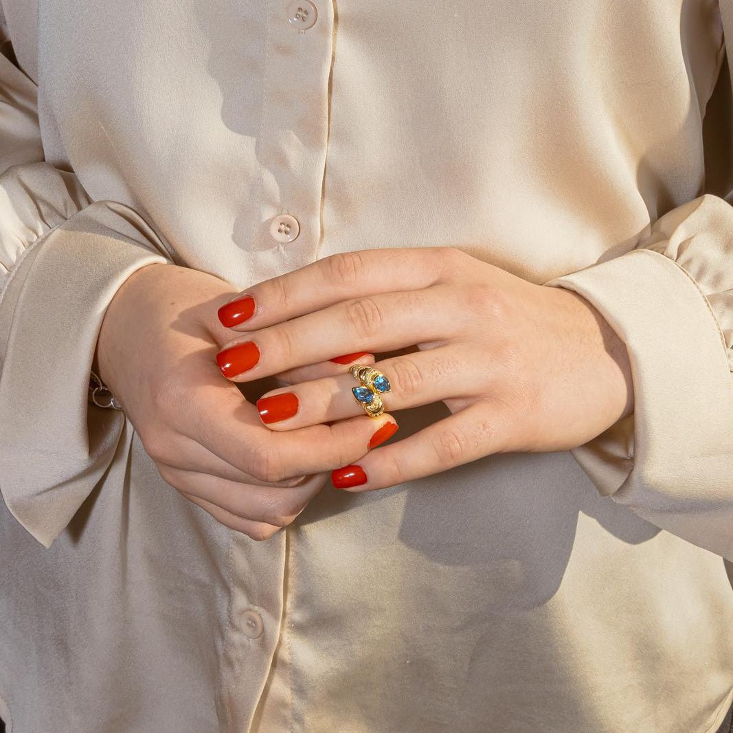 Ring You and me Yellow gold Topaz 