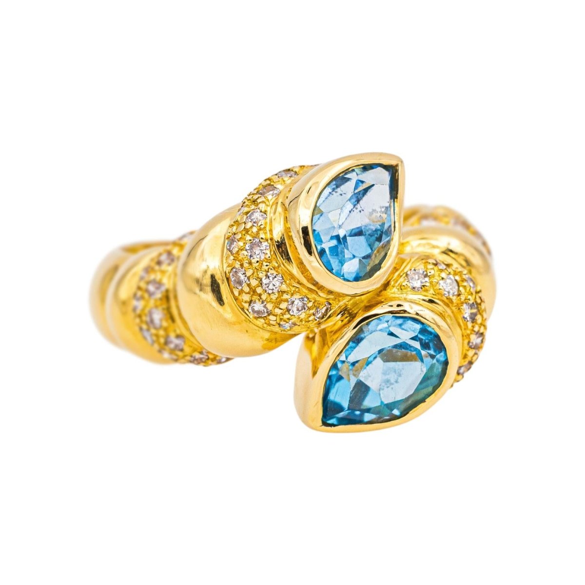 Ring You and me Yellow gold Topaz 