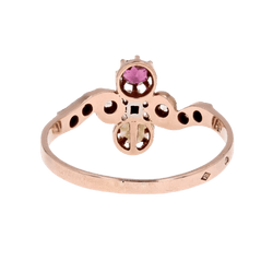 Bague Toi & Moi en or rose, grenat, perle et diamants - Castafiore