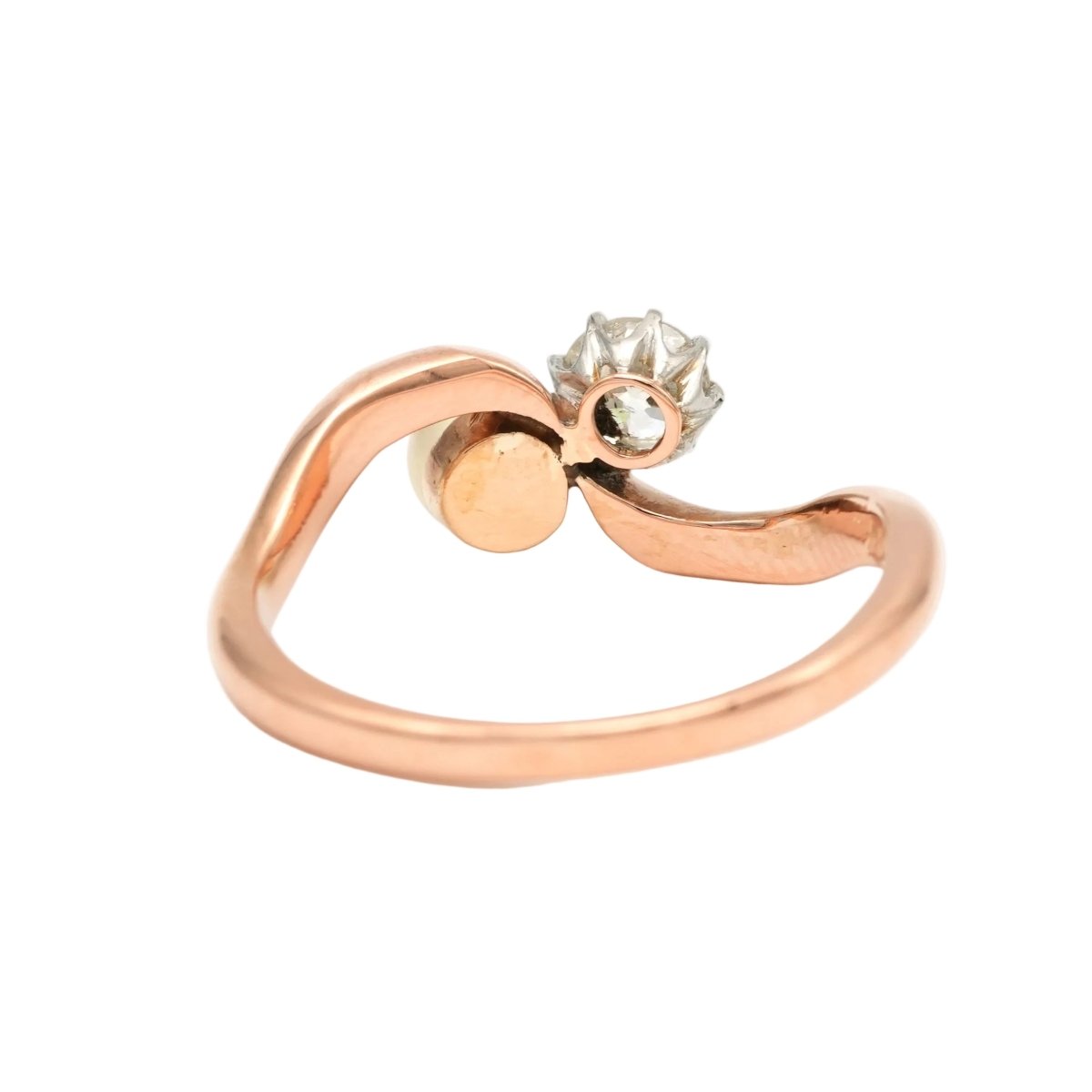 Bague Toi & Moi en or rose, perle et diamant - Castafiore