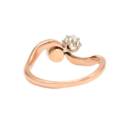 Bague Toi & Moi en or rose, perle et diamant - Castafiore