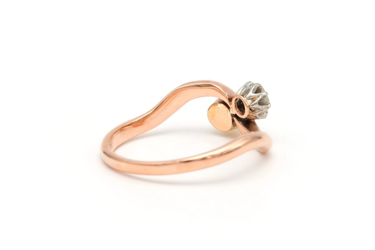 Bague Toi & Moi en or rose, perle et diamant - Castafiore