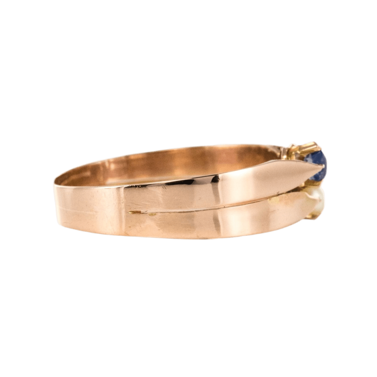 Bague Toi & Moi en or rose, perle et saphir - Castafiore