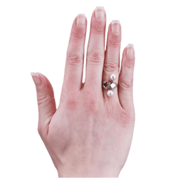 Bague Toi & Moi en or rose, perles et diamants - Castafiore