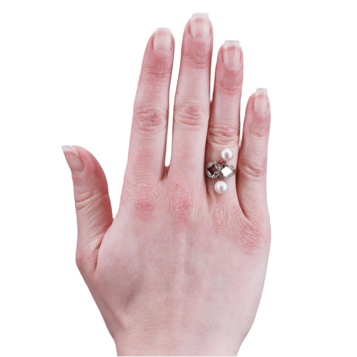 Bague Toi & Moi en or rose, perles et diamants - Castafiore