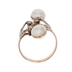 Bague Toi & Moi en or rose, perles et diamants - Castafiore