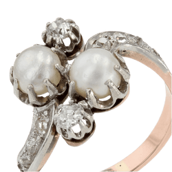 Bague Toi & Moi en or rose, perles et diamants - Castafiore