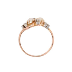 Ring antique fine pearls and diamonds