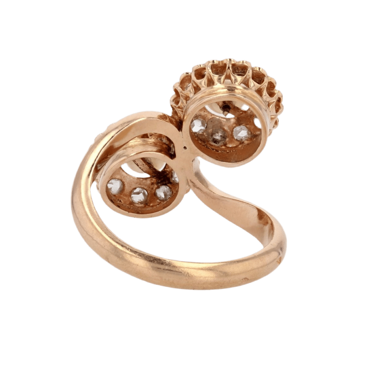 Bague Toi & Moi en or rose, perles et diamants - Castafiore