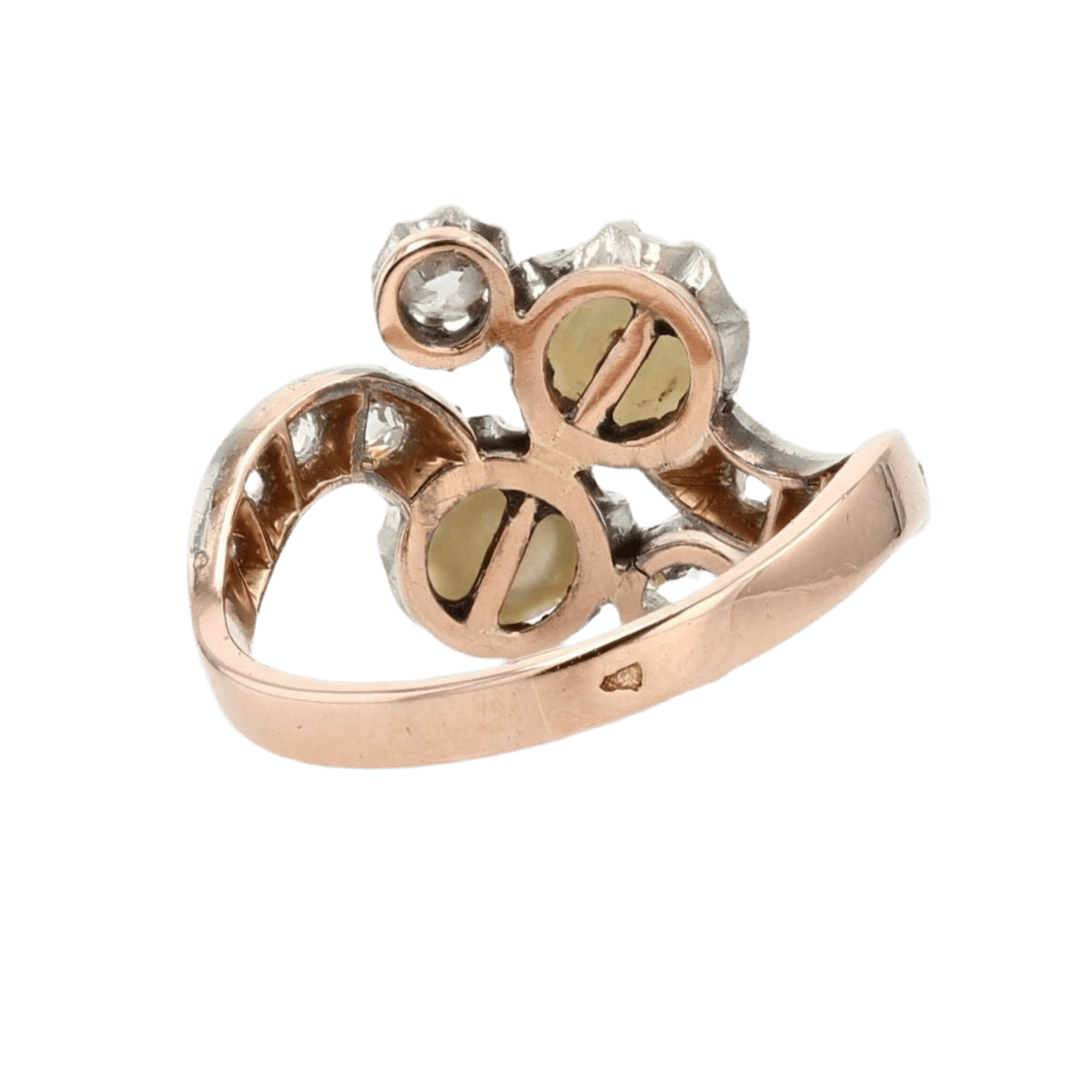 Bague Toi & Moi en or rose, perles et diamants - Castafiore