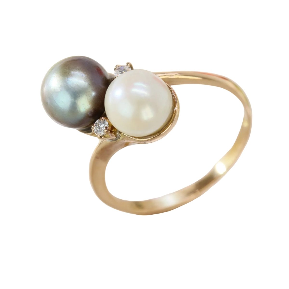 Bague Toi & Moi en or rose, perles et diamants - Castafiore