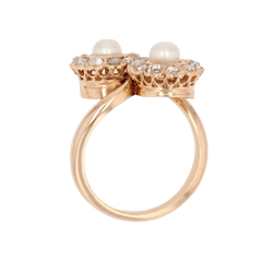 Bague Toi & Moi en or rose, perles et diamants - Castafiore