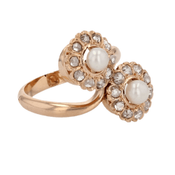 Bague Toi & Moi en or rose, perles et diamants - Castafiore
